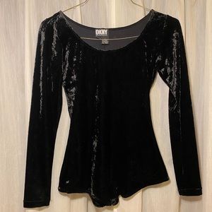 Crushed velvet body suit from DKNY